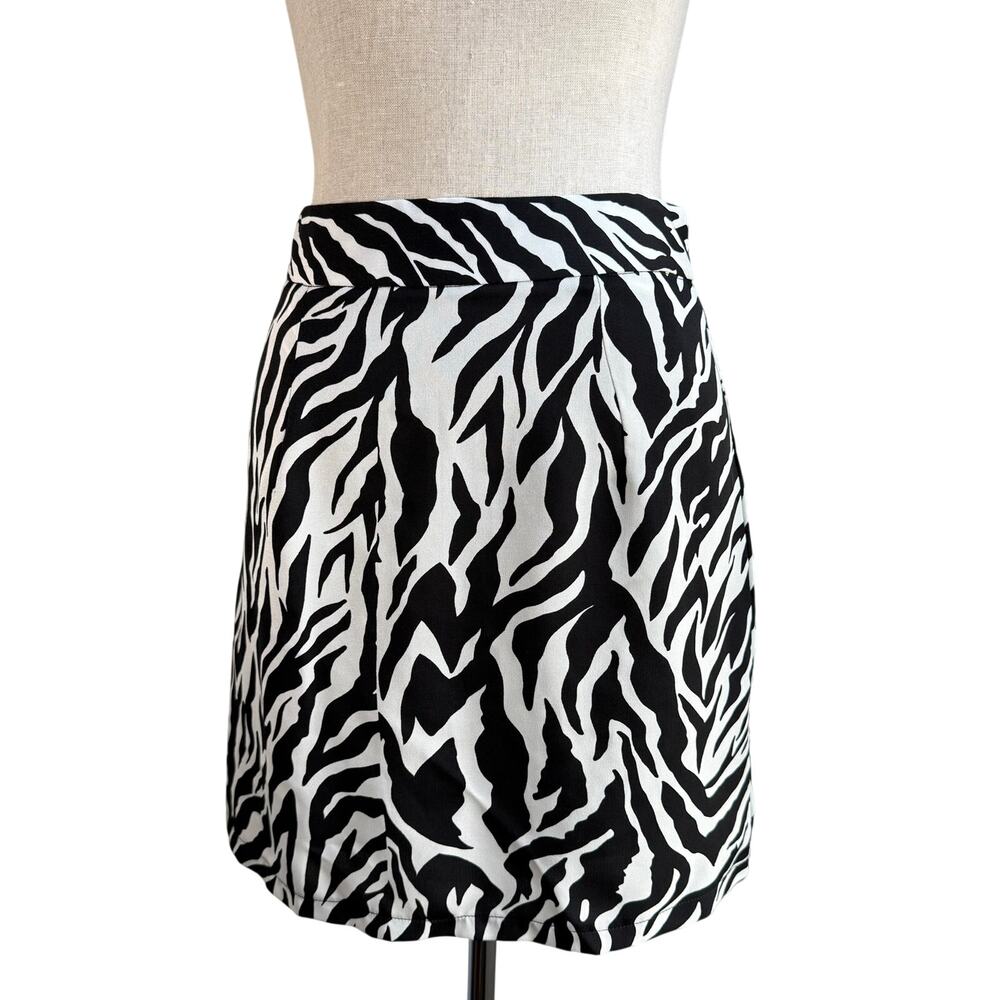 Nasty Gal Zebra Print Mini Skirt Women’s 4 Black White Bodycon